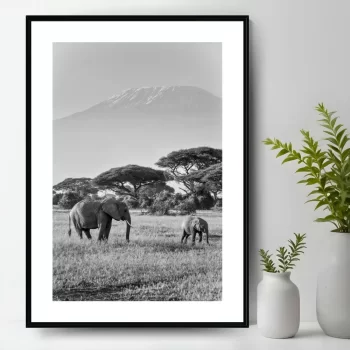 Quadro Decorativo Savana Família De Elefantes I