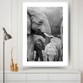Quadro Decorativo Savana Família De Elefantes II