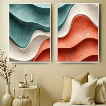 Kit Quadro Decorativo Curvas Abstratas Composição De Cores