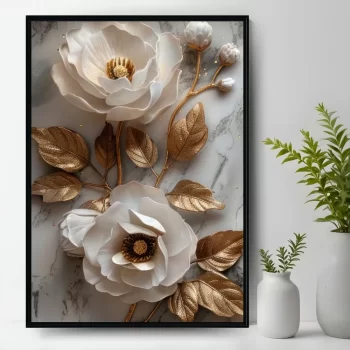 Quadro Decorativo Coleção Floral Branca Vl
