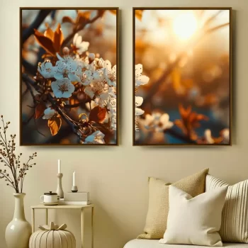 Kit Quadro Decorativo Floral Fim De Tarde I