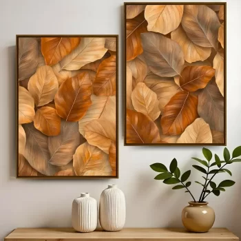Kit Quadro Decorativo Folhas Outonadas I
