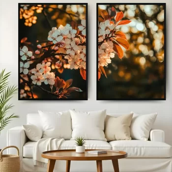 Kit Quadro Decorativo Floral Fim De Tarde II