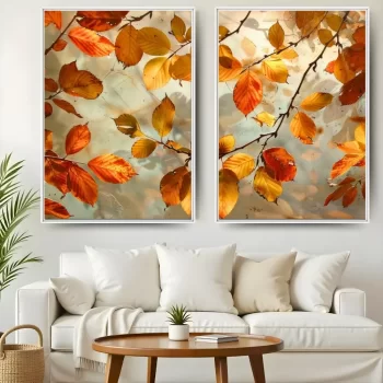 Kit Quadro Decorativo Folhas Outonadas II