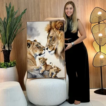 Quadro Decorativo Família De Leões I