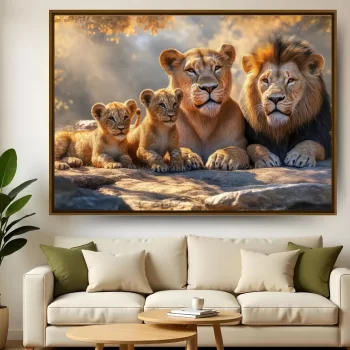 Quadro Decorativo Família De Leões II