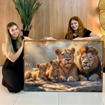 Quadro Decorativo Família De Leões II