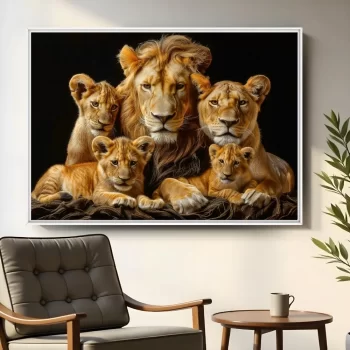 Quadro Decorativo Família De Leões III
