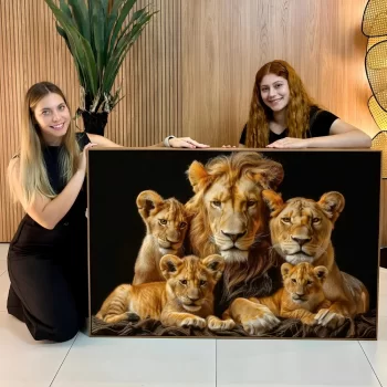 Quadro Decorativo Família De Leões III
