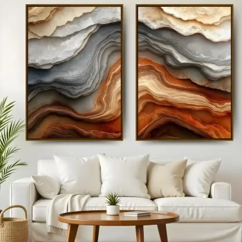 Kit Quadro Decorativo Rochas Abstratas