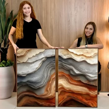 Kit Quadro Decorativo Rochas Abstratas