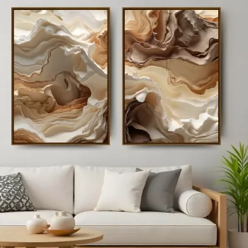 Kit Quadro Decorativo Formas Abstratas Neutras