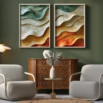 Kit Quadro Decorativo Movimentos Dourados