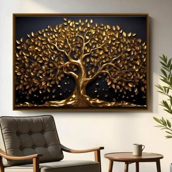 Quadro Decorativo Árvore Da Vida Ouro Velho