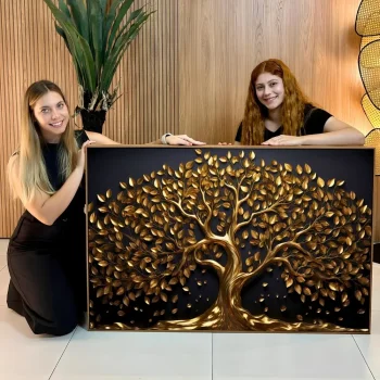 Quadro Decorativo Árvore Da Vida Ouro Velho