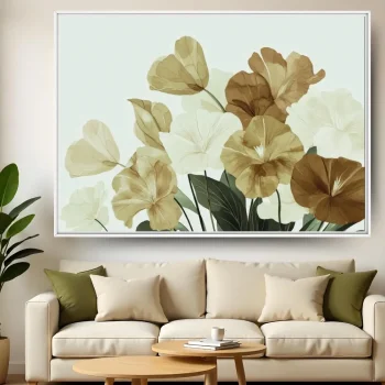 Quadro Decorativo Flores Tons Sóbrios