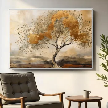 Quadro Decorativo Árvore Rústica Ouro Velho