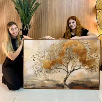 Quadro Decorativo Árvore Rústica Ouro Velho