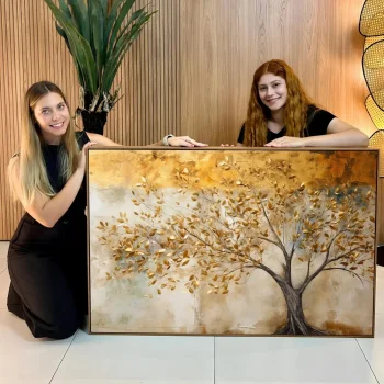 Quadro Decorativo Árvore Ouro Rústico