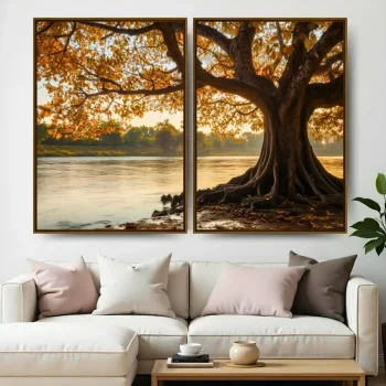 Kit Quadro Decorativo Árvore De Outono