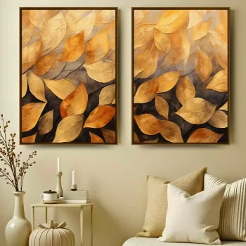 Kit Quadro Decorativo Folhas Soltas