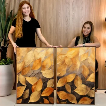 Kit Quadro Decorativo Folhas Soltas