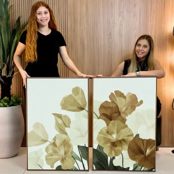 Kit Quadro Decorativo Flores Tons Sóbrios