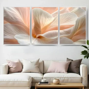 Kit Quadro Decorativo Flor Rosé Gold 3 Partes