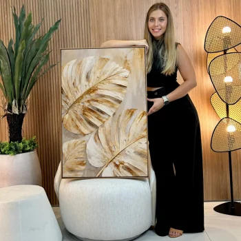 Quadro Decorativo Monstera Dourada
